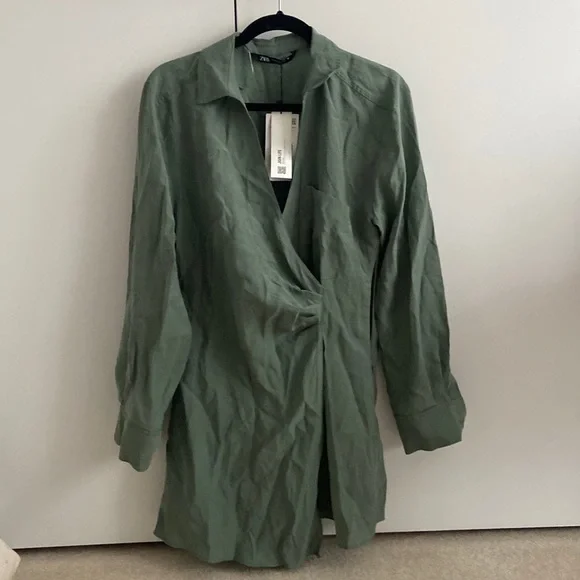 Green Zara Tops And Dresses Zara Shirt Dress In Army Green WITH Tags